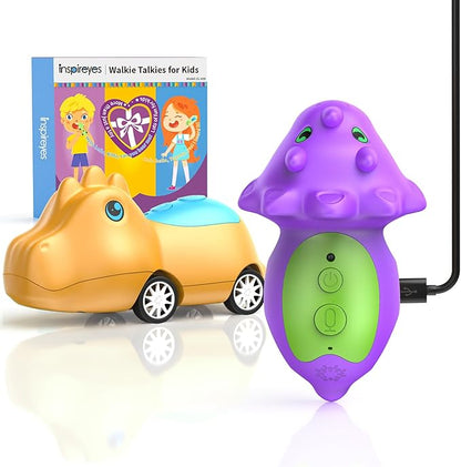 Dinosaur Walkie Talkies for Kids Rechargeable, Dino Toy Cars for Boys & Girls Ages 3-7, Crystal-Clear Audio, 48 Hours of Play, Fun Indoor & Backyard, Birthday Gift for Toddler, 2 Pack