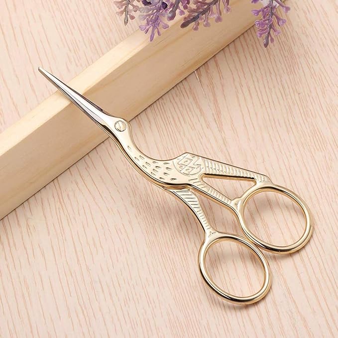 Vintage Stork Shape Sewing Scissors Stainless Steel Tailor Scissors Sharp Sewing Shears for Embroidery, Craft, Art Work & Everyday Use (6, Multicolour)