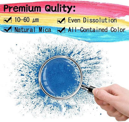 Mica Powder - 60g Mica Powder for Epoxy Resin - Pearl Pigment Powder Dye for Resin/Eye Shadow/Soap Making/Nails/Bath Bombs etc. (Blue)