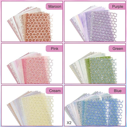 105 Sheets Scrapbook Paper Decorative Textured Paper, FineGood Mesh Fabric Assorted Set Craft Paper for Junk Journal Supplies Scrapbooking Planner Card Making