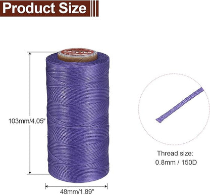 uxcell Flat Leather Sewing Waxed Thread, 270m / 295 Yards Polyester Wax String, 150D Wax Stitching Cord for Leather Crafts, Bookbinding, Bracelets Braided, Light Purple