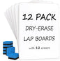 Set of 12 Small White Board Dry Erase Boards Classroom Pack Mini White Boards 9"x12” Double Sided Personal Whiteboards for Students Teachers School Supplies Lapboards l 12 Mini Whiteboard Erasers Incl