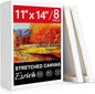 ESRICH Stretched Canvas for Painting, 8 Pack Canvases for Painting 11x14, 5/8 in Profile Primed White Painting Canvas for Oil & Acrylic Paint.