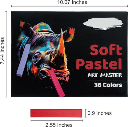 Soft Pastels Set, Square Chalk Pastel Sticks, Assorted Colors for Artists, Students & Beginners, Drawing, Coloring, Sketching, Shading, Blending & Layering (36 Colors)