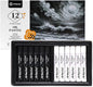 Artecho Oil Pastels Set of 12 PCS, 6 White and 6 Black, Crayons for Art Painting, Drawing, Blending (10 x 70 mm)
