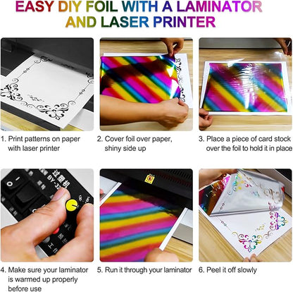 Briartw 20x29cm Hot Foil Paper 50 Sheets Pack Toner Reactive Foil Hot Stamping Foil Paper by Laser Printer and Laminator for Scrapbooking Craft Cardmaking DIY Album (Gold Crystal Point, 50 Sheets)