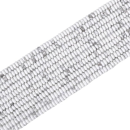 Natural White Howlite Disk Stone Beads 4x2mm 160pcs Rondelle Loose Semi Gemstone Beads for Jewelry Making Design