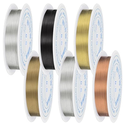 0.5 mm Dia. 6 Rolls Copper Jewelry Wire, 5 Assorted Colors Beading Wire for Jewelry Making Bracelet Earrings Rings Necklaces Flower Craft Projects