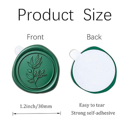 PONATIA 50 Pcs Emerald Green Wax Seal Stickers - Self- Adhesive Wedding Seal Stickers, Perfect for Invitation Cards, Envelopes Christmas Cards, Gift Wrapping, Party Menu Decor