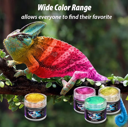 BALTIC DAY - Chameleon Mica Powder, 8 Jars of Color Shift Mica Set - Epoxy Resin Color Pigment - Chameleon Powder Glitter - Holographic Mica Powder for Resin