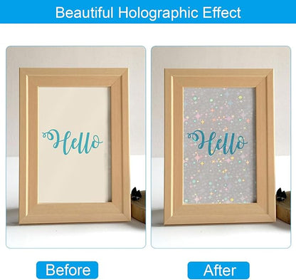 PATIKIL 11.7x8.3" Holographic Sticker Paper, 20Sheets A4 Polypropylene Self-Adhesive Transparent Waterproof Laminate Overlay Film for Photo Cards Scrapbook Decorations, Starlight