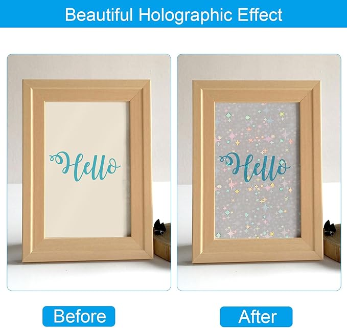 PATIKIL 8.3x5.8" Holographic Sticker Paper, 20Sheets A5 Polypropylene Self-Adhesive Transparent Waterproof Laminate Overlay Film for Photo Cards Scrapbook Decorations, Starlight