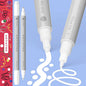 ARTISTRO 2 White Dual-Tip Acrylic Paint Pens - Multisurface Markers for Glass, Rock, Fabric, Wood, Plastic & More - 5mm Dot + 1mm Fine Tips