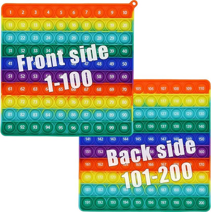 Double Side 1 100 200 Pop it, Chart, Numbers, Row Counter Knitting Crochet, Stitch Counters Crocheting Square Popper Fidget Sensory Toy, Educational Tool, Great Gift for Birthdays, Christmas