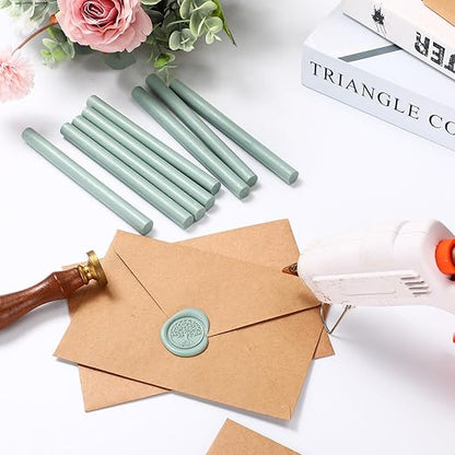 Nuanchu 15 Pcs Glue Gun Sealing Wax Sticks Retro Vintage Wax Sticks for Seal Stamp and Letter for Wedding Invitations Card Envelope Christmas Holiday Gift Ideas(Cyan)