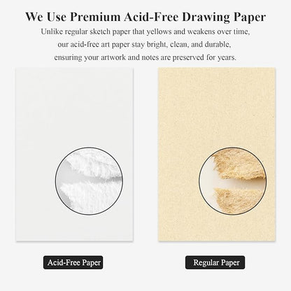 9" x 12" Sketch Book, Top Spiral Sketchbook Hardcover, 68lb (100gsm) Drawing Paper Pad & Sketch Paper, 1-Pack Sketch Pads for Drawing for Adults, Professional Art Supplies for Teens & Artist Gifts.