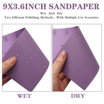 Sandpaper 240 Grit,Wet Dry Sanding Sheets,High Performance Ceramic Abrasive Sand Paper for Wood Furniture Finishing,Metal Grinding,Automotive Polishing,9 x 3.6 Inch,25-Pack