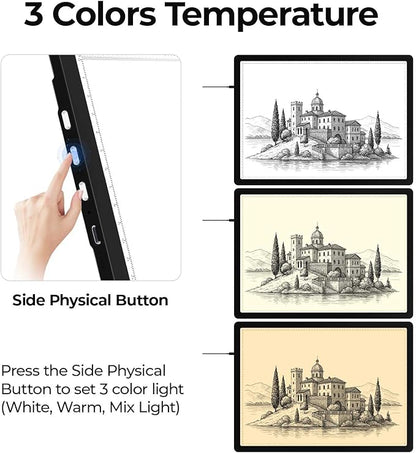 Heanolier A2(25.2" x 18.4") Artist tracing Light Box Copy Table,Large Magnetic Light pad with Physical Buttons & Adapter,3-Color,Dimmerable Bright Light Board for Diamond Painting,Drawing,Sketching