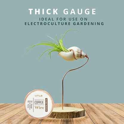UTILE 18 20 22 24 Gauge 90 ft 99.9% Pure Soft Copper Wire for Electroculture Gardening, Jewelry Making, Crafting Wire Bendable, Plant Wire, (Copper 24)