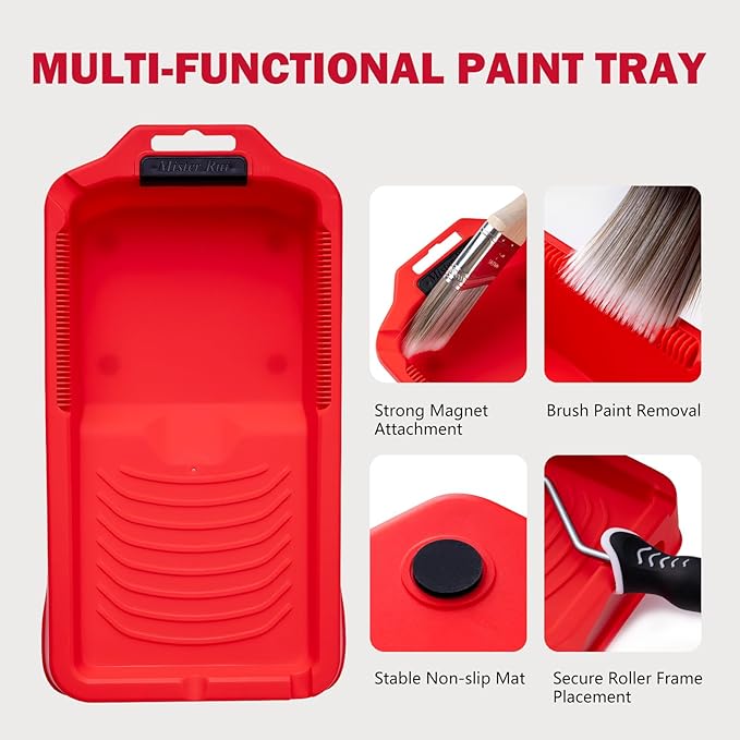 Mister Rui Paint Tray 4 Inch, 11 Pack, Small Paint Roller Tray, Plastic Tray with 10 Liners, Textured Disposable Trays for Painting Walls