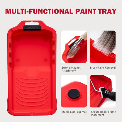 Mister Rui Paint Tray 4 Inch, 11 Pack, Small Paint Roller Tray, Plastic Tray with 10 Liners, Textured Disposable Trays for Painting Walls