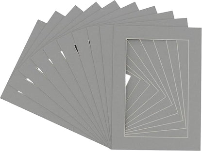 11x14 Mat for 8.5x11 Photo - Precut Mid Grey Picture Matboard for Frames Measuring 11 x 14 Inches - Bevel Cut Matte to Display Art Measuring 8.5 x 11 Inches - Acid Free Pack of 100 MATS