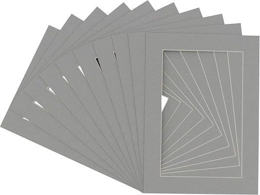 11x14 Mat for 8.5x11 Photo - Precut Mid Grey Picture Matboard for Frames Measuring 11 x 14 Inches - Bevel Cut Matte to Display Art Measuring 8.5 x 11 Inches - Acid Free Pack of 25 MATS