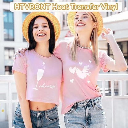 HTVRONT White Heat Transfer Vinyl - 12" x 45FT White HTV Vinyl Roll for T Shirts, White Iron on Vinyl Compatible with Cricut Cutting Machine & Silhouette Cameo - Easy to Cut & Weed