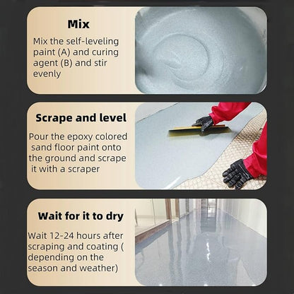 Epoxy Colored Sand Floor Paint, Epoxy Floor Paint High Gloss Marble Effect Coating for Indoor and Outdoor, Wear-resistant and non-slip Self-leveling Coating Yellow 35OZ(1KG)