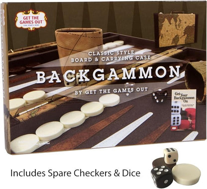 Get The Games Out Top Backgammon Set - Classic Board Game Case - Best Strategy & Tip Guide - Available in Small, Medium and Large Sizes (Map, Medium)