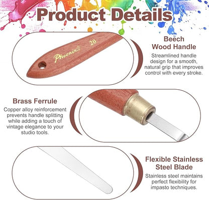 MECCANIXITY Pack of 1 Palette Knife No.20, 7.5" Long Palette Knives with Stainless Steel Flexible Spatula Pallet Knife and Wood Handle for Scraping, Mixing, Oil Acrylic Painting Canvas