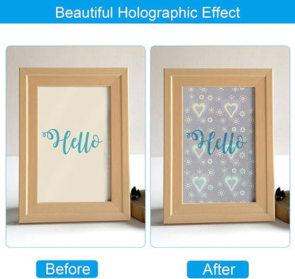 PATIKIL 8.3x5.8" Holographic Sticker Paper, 20Sheets A5 Polypropylene Self-Adhesive Transparent Waterproof Laminate Overlay Film for Photo Cards Scrapbook Decorations, Heart