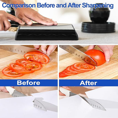 Double-sided Diamond Sharpening Stone,Knife Sharpening Stone with Extra Fine 1000/Coarse 600 Grit Diamond Plate, Storage Case with Non-Slip Base & Angle Guide(7 x 3.5 Inch)