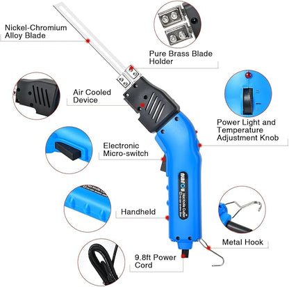 Hot Knife Foam Cutter Air Cooled 200W (4 Blades) Electric Hot Knife Styrofoam Cutter Foam Cutting Tool for EPP, EPS, XPS, EVA, EPE, PU, KT Board, Sponge