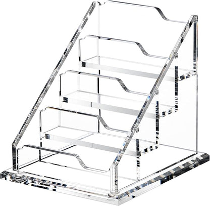 Acrylic Card Holder Clear Horizontal Business Card Organizer Stand for Desk 4 Slots 4 Tier Business Cards Stand for Women and Men,Office Desk Accessories,Organize 200 Cards-1 Pack(4Slots-H)