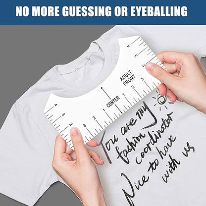 Vowlove Tshirt Ruler Guide for HTV Vinyl Heat Transfer Vinyl - T-Shirt Alignment Tool Shirt Centering Ruler Set Sublimation Blanks Accessories Tools Heat Press Tee Measurement Front Back