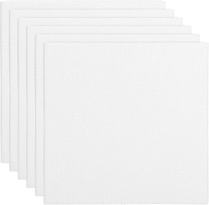 PATIKIL 4x4 Canvas Boards for Painting, 6 Pack 100% Cotton Square Triple Primed Stretched Blank Art Canvas Panel Bulk Thin for Acrylic, Oil, Tempera Paints, White