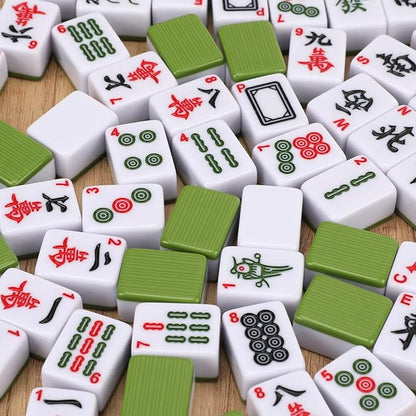 Mahjong Tile Set, 146pcs Chinese Mahjong Set Quality Mah Jong Tiles with Exquisite Storage Box Easy to Carry, Instructions Include Mah Jongg Sets for Family & Friends Gatherings