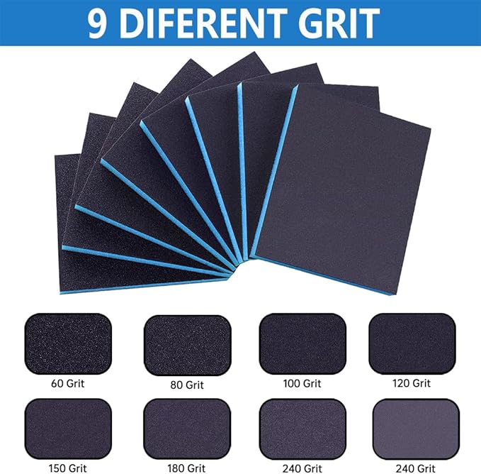 8 Pack 320 Grits Sanding Sponge, Coarse Sanding Block, Washable and Reusable Wet Dry Sandpaper Block Sandpaper Sponge for Wood Metal FurniturePaint and Drywall