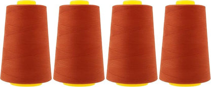 Mandala Crafts 4 Pack of Serger Threads Cones Spools - 40S/2 24000 Yards Polyester Terracotta Threads for Sergers Machine and Overlock Quilting Sewing Machine