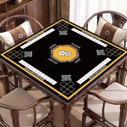 Mahjong Mat for Table 31.5''x31.5'', Non-Slip Mahjong Cloth Cover with Game Rules, Mahjong Tablecloth for Poker, Board Games Table Mat, Card Games, Tile Games, Dominoes (Black)