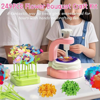 Glintoper Fabric Flower Craft Kit for Kids, DIY Bouquet Maker Toys Birthday Gift for Toddler Girls Age 4 5 6 7 8 9, Xmas Gifts for Preschool Girls, Educational Crafts Handmade DIY Activity Set