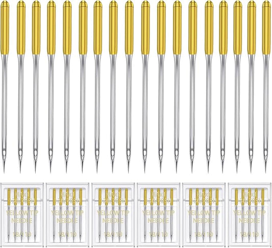 HONEYSEW 30 Pieces Sewing Machine Needles HAX1 130/705H Universal Regular Point Flat Shank Sewing Needle Compatible with Singer, Brother,Janome,Pfaff and Other Brand (Yellow Size 18-30PCS)