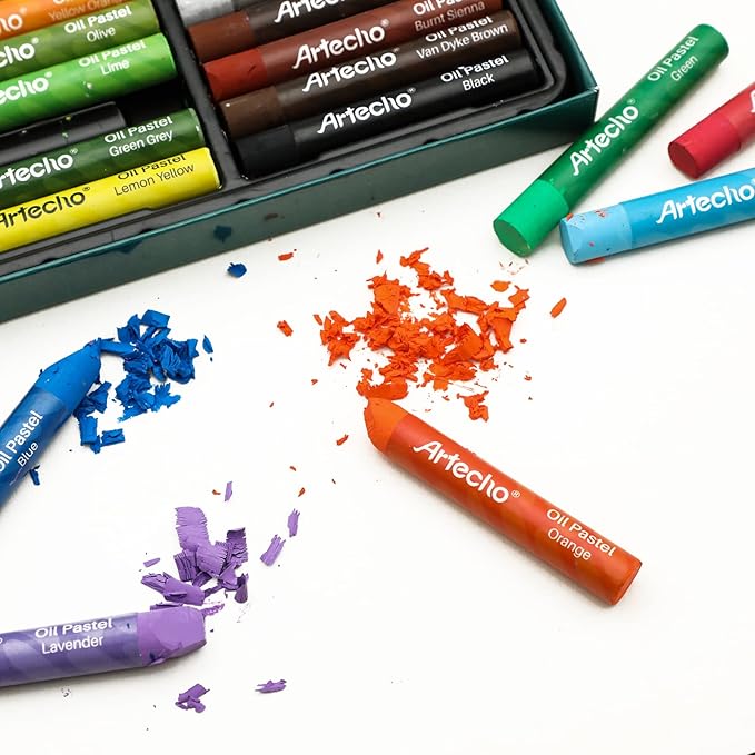 Artecho Oil Pastels Set of 48 Colors, Soft Oil Pastels for Art Painting, Drawing, Blending, Art Supplies for Artists, Beginners, Students, Teachers (10 x 70 mm)