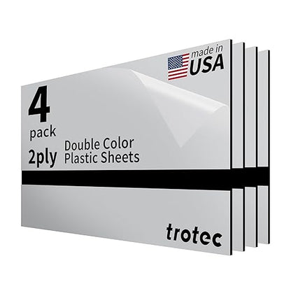 Trotec | Metallic Looking Acrylic Sheet | 12"x24"x1/16, 4 Pcs | Smooth Silver/Black | Metallic Finish - Scratch Resistant for Laser Engraving & Cutting,Printing,Glowforge,Name Plate | USA Made