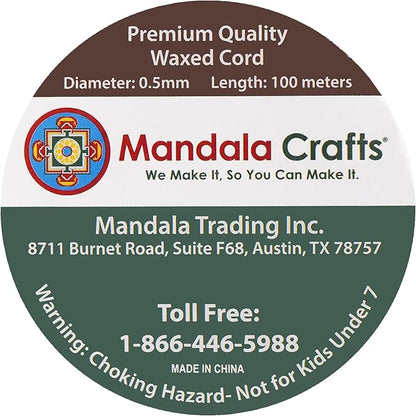 Mandala Crafts 0.5mm 109 Yards White Cotton Waxed Cord for Jewelry Making Bracelet Cord Waxed String - Beading String Thread Jewelry Cords for Necklaces String