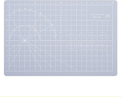 A5 Cutting Mat, Self Healing Sewing Mat, Rotary Craft Mat Double Sided 3-Ply Craft Cutting Board for Sewing Crafts Hobby Fabric Precision Scrapbooking Project Art Supplies, 8.6“ x 5.9”, Grey