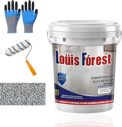 Louis Forest Epoxy Floor Paint, High-Gloss Marble Effect Coating, Epoxy Colored Sand Floor Paint, Wear-Resistant and Non-Slip for Indoor Outdoor (1KG-Sesame gray)
