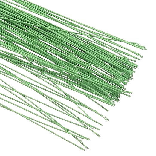 PATIKIL 20 Gauge 16" Floral Stem Wire, 100 Pcs Paper Wrapped Iron Artificial Flower Stem Accessories for DIY Bouquet Stem and Craft Decoration, Light Green