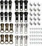 24 Pcs #5#7 Zipper Sliders Replacement Zipper Pull Repair Kit Includes Top and Bottom Stoppers for Clothing Bags Purses Luggage Metal Plastic Nylon Coil Jacket Zippers Supplies
